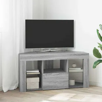 Televizní stolek vidaXL Rohový LED TV stojan Nástěnný Šedá Sonoma 106 x 40 x 50 cm