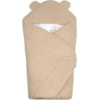 Dětsný nábytek Beránková zavinovačka s kapucí bavlna/beránek, Teddy - Medvídek béžová, hnědá; béžová, hnědá