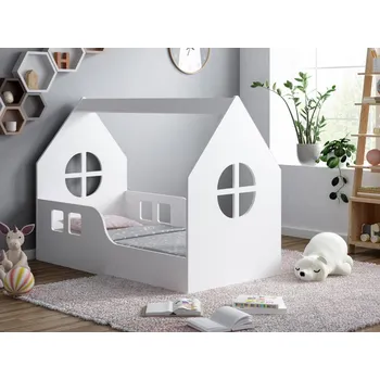 Dětská postel Dětská domečková postel HAPPY HOUSE 160x80 cm, bílá - Okno 3 + matrace ZDARMA