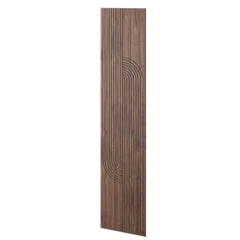 Obklad Lamele 3D Velkoformátový lamelový panel OSAKA - DÝHA Z AMERICKÉHO OŘECHU, 600 x 2750 mm, ČERNÝ MDF PANEL