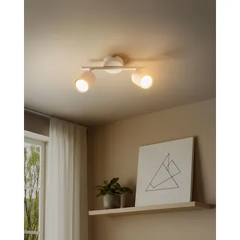 Bodové svítidlo Bodové svítidlo se 2 žárovkami bílé kovové stínidlo průmyslový styl Beliani