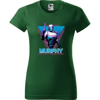 Dámské tričko levne-damske-bavlnene-tricko-potisk-murphy-robocop Velikost dámská trička Basic: XXL šířka 59, délka 69, Odstín dámské tričko Basic: Lahvové