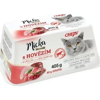 Krmivo pro kočku Chejn MICKA s hovězím 8x405g (325g+80g GRATIS) karton
