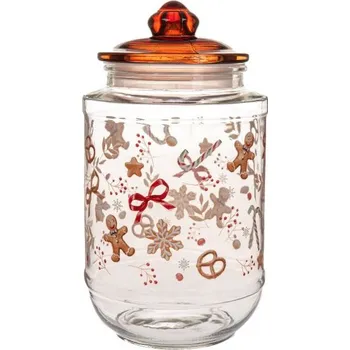 Dóza na potraviny Casa de Engel Skleněná dóza s těšněním - perníček 2000 ml