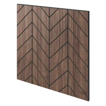 Obklad Lamele 3D Lamelový panel VERSAILLES - DÝHA Z AMERICKÉHO OŘECHU, 600 x 600 mm, ČERNÝ MDF PANEL