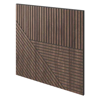 Lamele 3D Lamelový panel TOLEDO - DÝHA Z AMERICKÉHO OŘECHU, 600 x 600 mm, ČERNÝ MDF PANEL