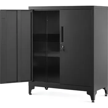 Skříňka na nářadí SongmicsHome Víceúčelová kovová skříňka RAVEN, 40x80x90cm, černá