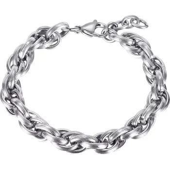 Náramek Náramek z oceli 316L - hustě propletená oválná očka, stříbrná barva