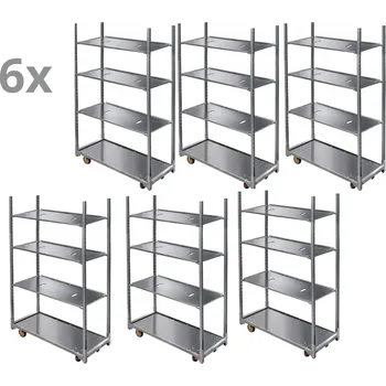 Stojan na květiny Regalydoskladu Dánský květinový vozík - 4 police (6ks - paletový odběr) - pozink