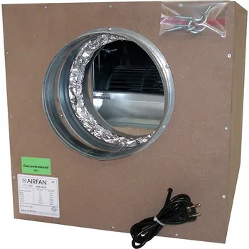 Průmyslový ventilátor Airfan SOFT-Box 2500 m³/h - maximálně odhlučněný ventilátor včetně přírub a háků k upevnění (Maximálně odhlučněný a zaboxovaný ventilátor Airfan SOFT-Box 2500 m³/h, který je v boxu ochycen na gumových závěsech pro snížení vybrací a hluku.)