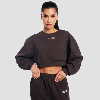 Dámská mikina GymBeam Dámská mikina Cropped Aura Tee Brown S