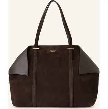 Kabelka Ferragamo Dámská Nákupní Taška The Scarf Grainy, tmavě hnědá...