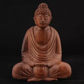 Soška Buddhy 15 cm – dřevořezba, meditace a Dhyan mudra