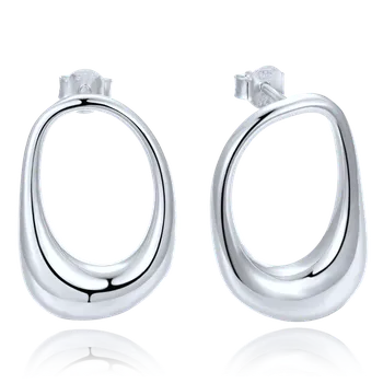 Náušnice Moonlit Stříbrné moderní náušnice s organickým tvarem