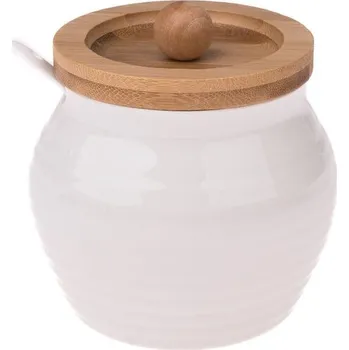 Dóza na potraviny Casa de Engel Keramická dóza s bambusovým víkem - 10 cm