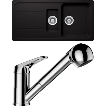 Granitový dřez Set Schock S26-7 (dřez Formhaus D-150L Nero + baterie Cosmo.120 Chrom)