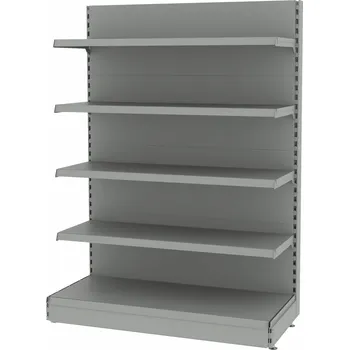 Dílenský regál Prodejní regál MAGO, výška 170 cm, šířka 128 cm, světle šedý - modul základní