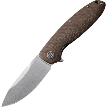 kapesní nůž Petrified Fish PFB01 Terra Stonewashed D2 Hnědá Micarta PFB01BRW