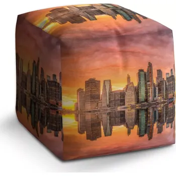 Taburet Sablio Taburet Cube New York Západ slunce: 40x40x40 cm