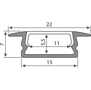 LED páska Vestavný hliníkový profil VR3 22x7mm bez difuzoru 2m