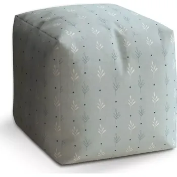 Taburet Sablio Taburet Cube Modré a bílé lístky: 40x40x40 cm