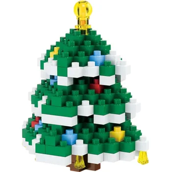 ostatní stavebnice Vánoční stavebnice 6 x 5,2 x 4,4 cm Mini Vánoční stromeček se žlutou hvězdou a barevnými ozdobami Detailní sváteční dekorace pro vystavení