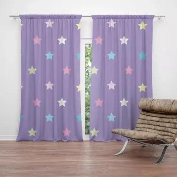 Závěs Sablio Závěs Hvězdy na fialové: 2ks 140x250cm