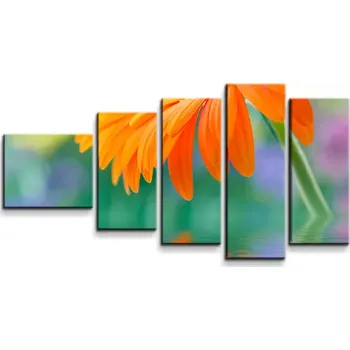 Obraz Sablio Obraz - 5-dílný Oranžová gerbera - 100x60 cm