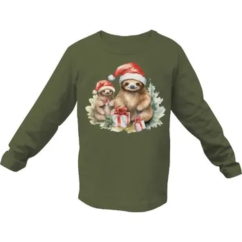 Dívčí tričko Tričko s potiskem Lenochodi a Vánoce dětské