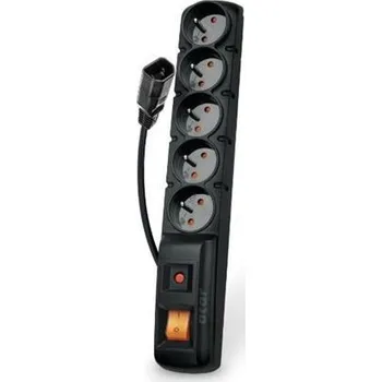 Kabel PremiumCord Acar F5 IEC 5m kabel, 5 zásuvek, přepěťová ochrana, C14 do UPS, černý