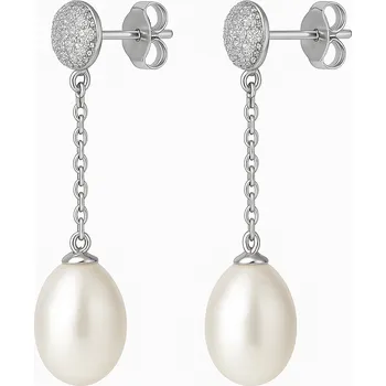 Náušnice Stříbrné náušnice kulička - bílá perla Leland