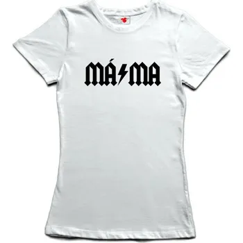 Žertovný předmět Máma - AC/DC - pánské tričko s potiskem XL bílá - white Černá - 402