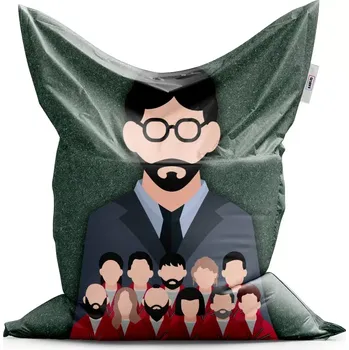 Sedací pytel Sablio Sedací vak Money heist Profesor a jeho tým Zelená - 150x100 cm