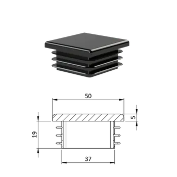 Příslušenství pro plot Krytka plastová 50 x 50 x 3 - 5 mm, černá