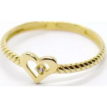 Prsten Klenoty Budín Dámský zásnubní srdíčkový prsten ze žlutého zlata se zirkonem 585/0,70gr vel. 50 HK1250 (Klenoty Budín Dámský zásnubní srdíčkový prsten ze žlutého zlata se zirkonem 585/0,70gr vel. 50 HK1250)