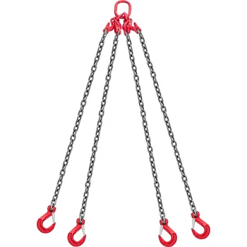 Upínací popruh Vevor Řetězový závěs 10mm × 3 m, 4 háky, g80 slitinová ocel, nosnost 10,4t