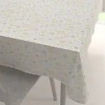 Saténový obdélníkový ubrus LUP-505 Zlato-stříbrné vločky na bílém 140x220 cm