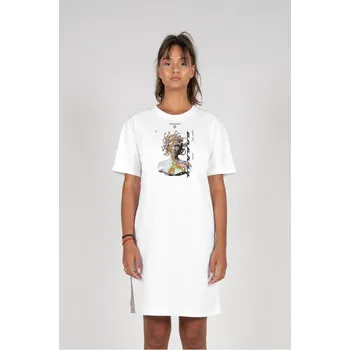 Dámské šaty Ladies MEDUSA x Organic Oversized Slit Tee Dress - white M