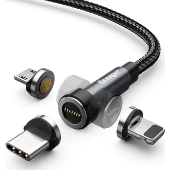 Essager Victron Magnetic USB-A to USB-C / Lightning, 3A, 1m