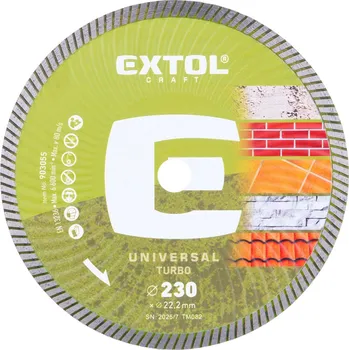 Řezný kotouč EXTOL CRAFT kotouč diamantový řezný, turbo - suché i mokré řezání, O 230x22,2x2,6mm 903055