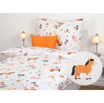 Povlečení JAN peří Dětské bavlněné povlečení - zvířátka na statku - Dětské bavlněné povlečení - zvířátka na statku - souprava povlečení 70x90 + 140x200
