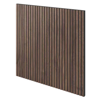 Obklad Lamele 3D Lamelový panel VARDO - DÝHA Z AMERICKÉHO OŘECHU, 600 x 600 mm, ČERNÝ MDF PANEL