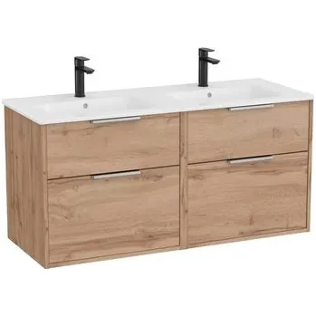 Koupelnový nábytek Koupelnová skříňka s dvojumyvadlem Roca Optica 120x58x45,5 cm dub OPT1202ZO