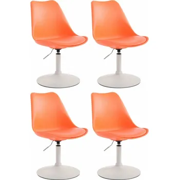 Barová židle 4 ks / set jídelní židle Lona otočná podnož bílá /plast, oranžová