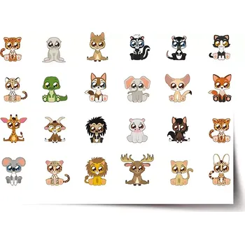 Plakát Sablio Plakát Zvířátka 4 - 90x60 cm