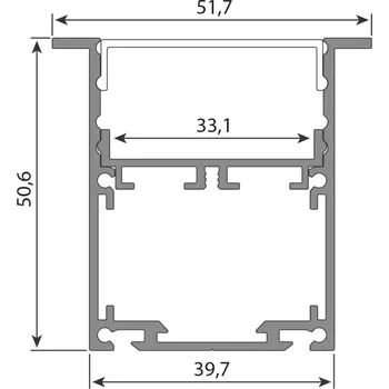 LED páska Vestavný hliníkový profil VM 52x51mm bez difuzoru 2m