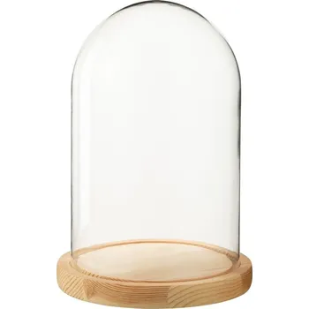 Přírodní dřevěný podnos se skleněným poklopem Bell Jar M - Ø 17,5*26 cm