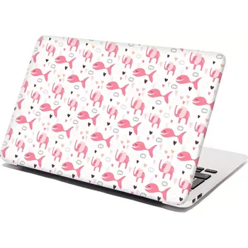 samolepka Sablio Samolepka na notebook Růžové rybky a sloni - 29x20 cm