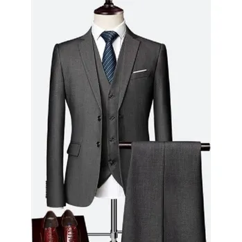 Pánský oblek F376 tmavě šedá XS