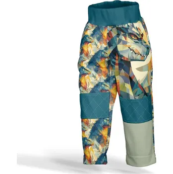 Panel se střihem 140 softshell kalhoty geometrická godzilla